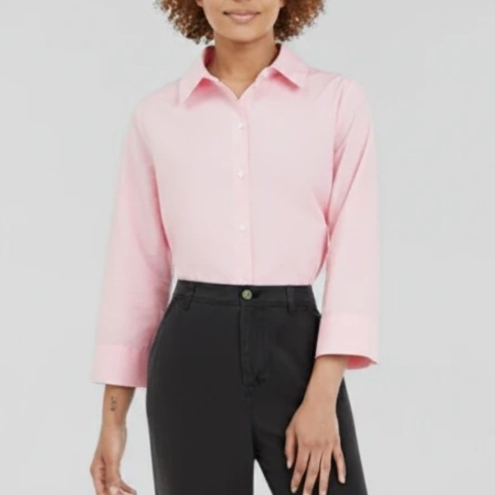 H&M Womens Light Pink Button Down Shirt Long Sleeve Collared Blouse Size 12 NEW